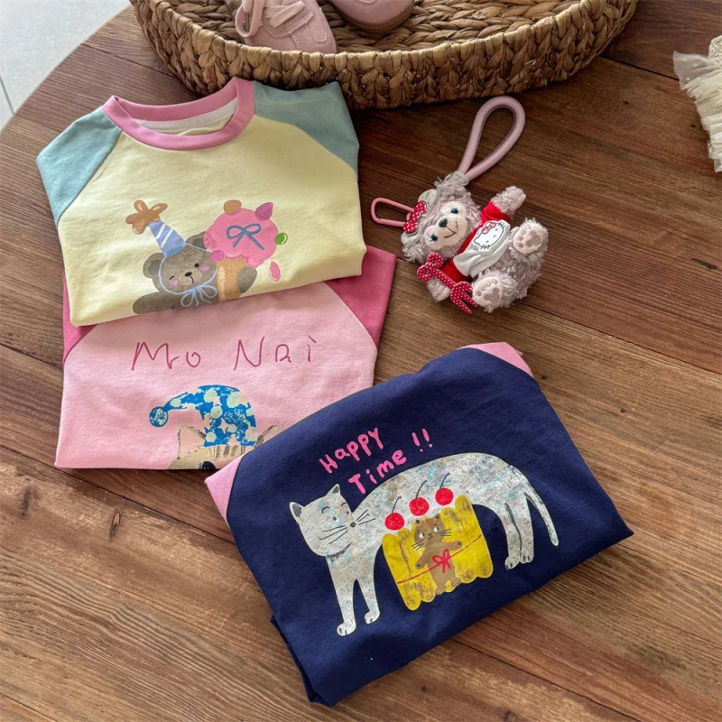 Girls' Long SleevestT-shirt for Girls with Raglan Sleeves, New Autumn Children's Illustration Style Top, Sweet and Cute Kids' Cl
Girls' Long SleevestT-shirt for Girls with Raglan Sleeves, New Autumn Children's Illustration Style Top, Sweet and Cute Kids' Cl