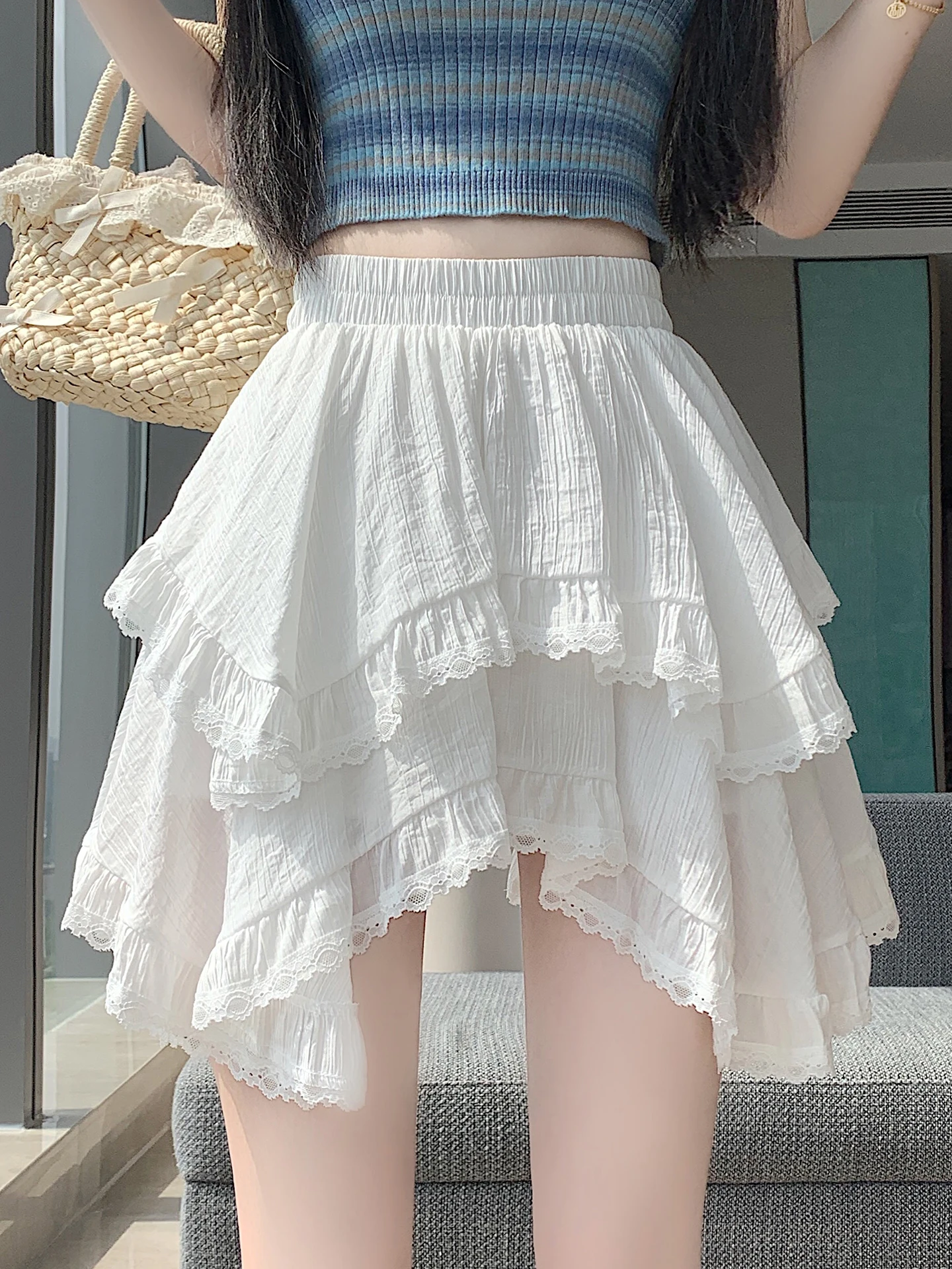 Sweet White Lace Splice Asymmetrical High Waist Women's Skirt Summer Slim Fit Fluffy Cake Skirt A-Line Short Skirt
Sweet White Lace Splice Asymmetrical High Waist Women's Skirt Summer Slim Fit Fluffy Cake Skirt A-Line Short Skirt