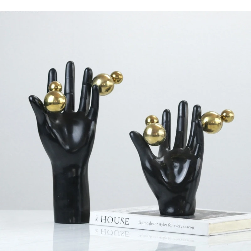 Resin Sculpture Hand Golden Ball Arm Decorative Statue Black Abstract Crafts Figurines Home Accessories
Resin Sculpture Hand Golden Ball Arm Decorative Statue Black Abstract Crafts Figurines Home Accessories