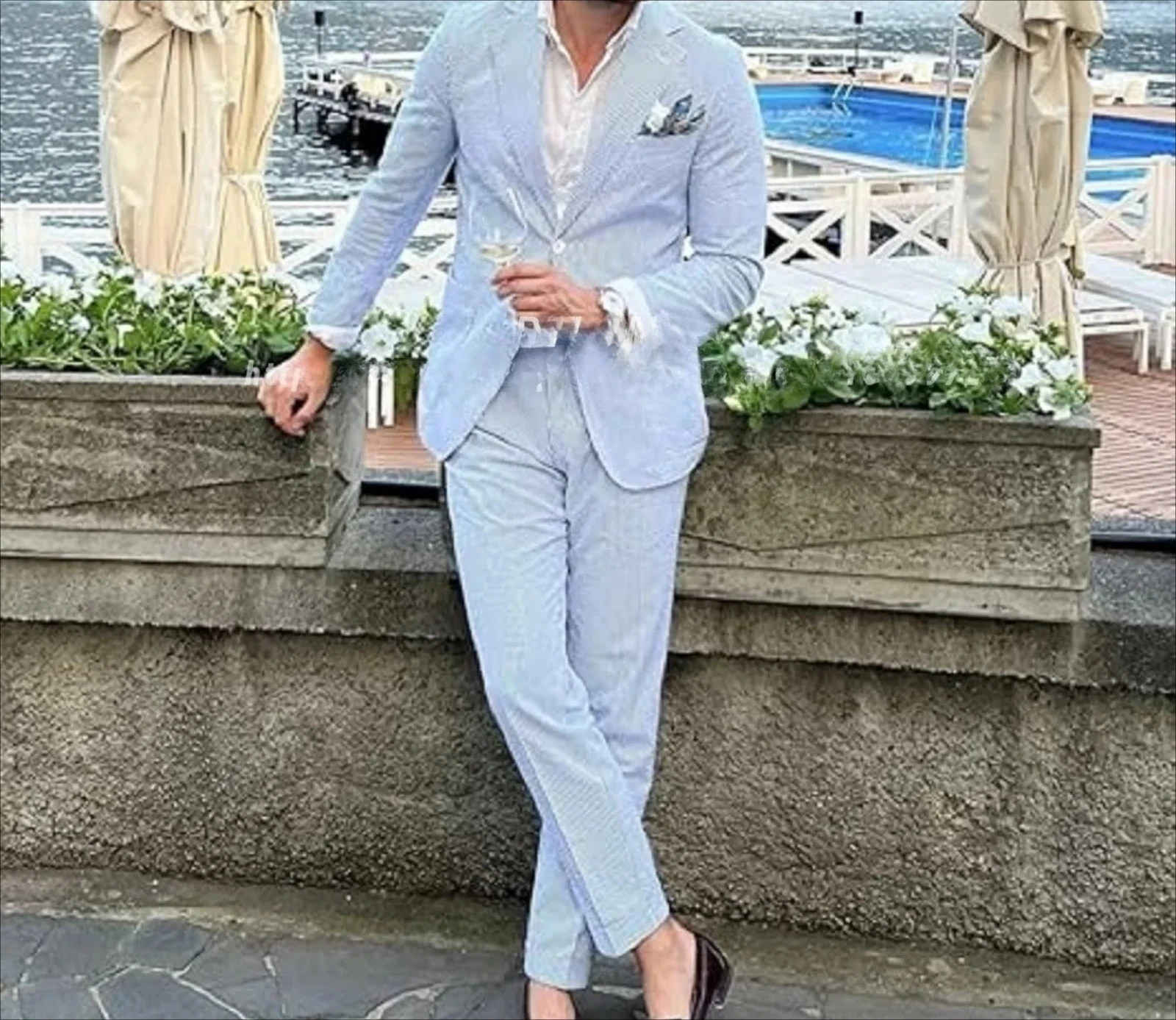 Mens Suit 2 Piece Slim Fit Stripe Suits Tuxedo Blazer Jackets Pants Set Summer Beach Wedding Outfit for Mennt)
Mens Suit 2 Piece Slim Fit Stripe Suits Tuxedo Blazer Jackets Pants Set Summer Beach Wedding Outfit for Mennt)