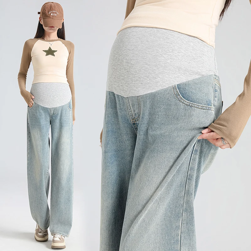 Autumn American Vintage Washed Maternity Ribbed Waistband Jeans - Belly Coverage | Fall Loose Wide-Leg Denim Pants for Women
Autumn American Vintage Washed Maternity Ribbed Waistband Jeans - Belly Coverage | Fall Loose Wide-Leg Denim Pants for Women