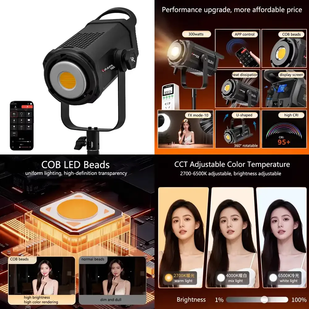 300W 2700-6500K Professional Photography Audio Video LED Bi-color Photographic Lighting Continuous Fill Light App Control 95+
300W 2700-6500K Professional Photography Audio Video LED Bi-color Photographic Lighting Continuous Fill Light App Control 95+