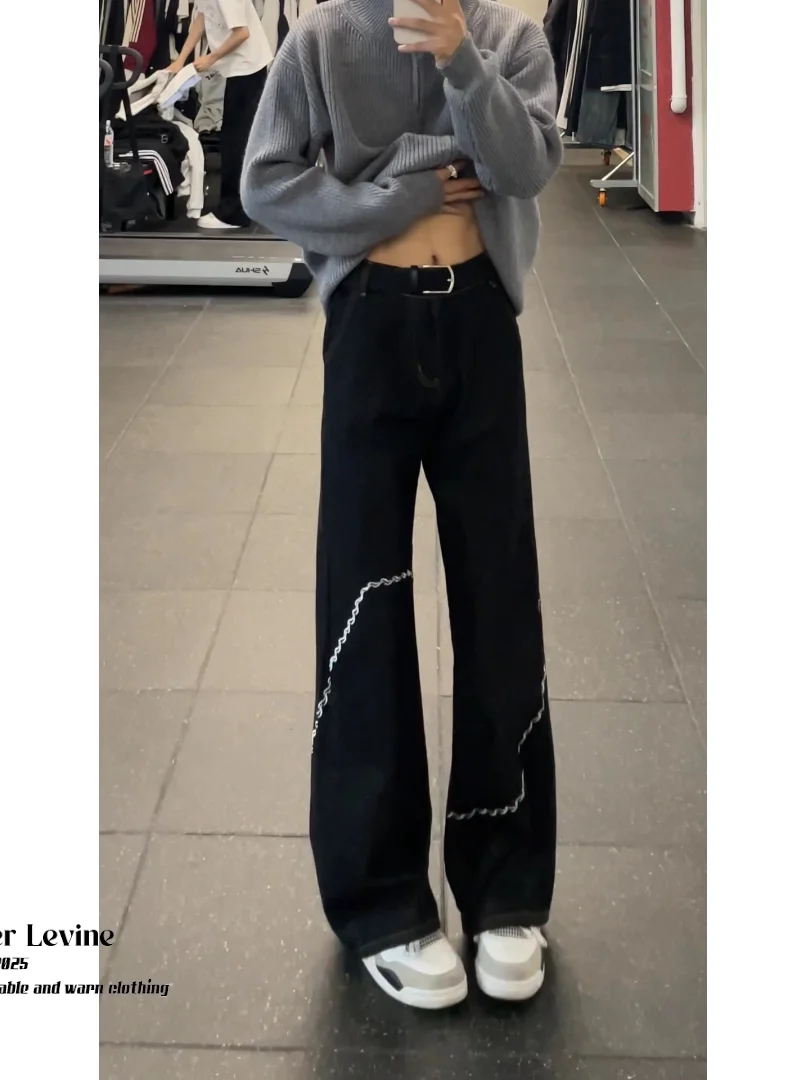 Black Embroidered American Trendy Brand Men's Jeans Wide Leg Pants Lengthening Legs Effect Vintage Straight Cut Casual Jeans
Black Embroidered American Trendy Brand Men's Jeans Wide Leg Pants Lengthening Legs Effect Vintage Straight Cut Casual Jeans