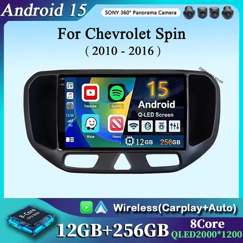 Android 15 Car Radio For Chevrolet Spin 2010 - 2016 Wireless Carplay Stereo Multimedia Video Player Navigation GPS 4G WIFI