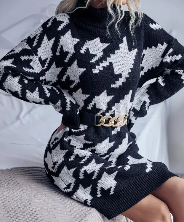Women's Clothing 2025 Autumn and Winter Fashion High Neck Loose Long Sleeved Houndstooth Wool Dress Commuting Elegant Dress
Women's Clothing 2025 Autumn and Winter Fashion High Neck Loose Long Sleeved Houndstooth Wool Dress Commuting Elegant Dress