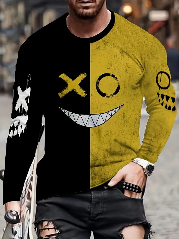 Men'S Long Sleeve T-Shirt, Cute Cartoon Print, Stretchy Fabric, Round Neck, Pullover, All-Season, Knit, Polyester,
Men'S Long Sleeve T-Shirt, Cute Cartoon Print, Stretchy Fabric, Round Neck, Pullover, All-Season, Knit, Polyester,