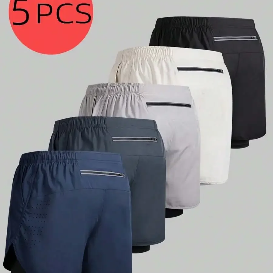 5 Pcs Mens Double-Layer Knee-Length Quick-Dry Shorts For Running Fitness Outdoor Casual Wear
5 Pcs Mens Double-Layer Knee-Length Quick-Dry Shorts For Running Fitness Outdoor Casual Wear