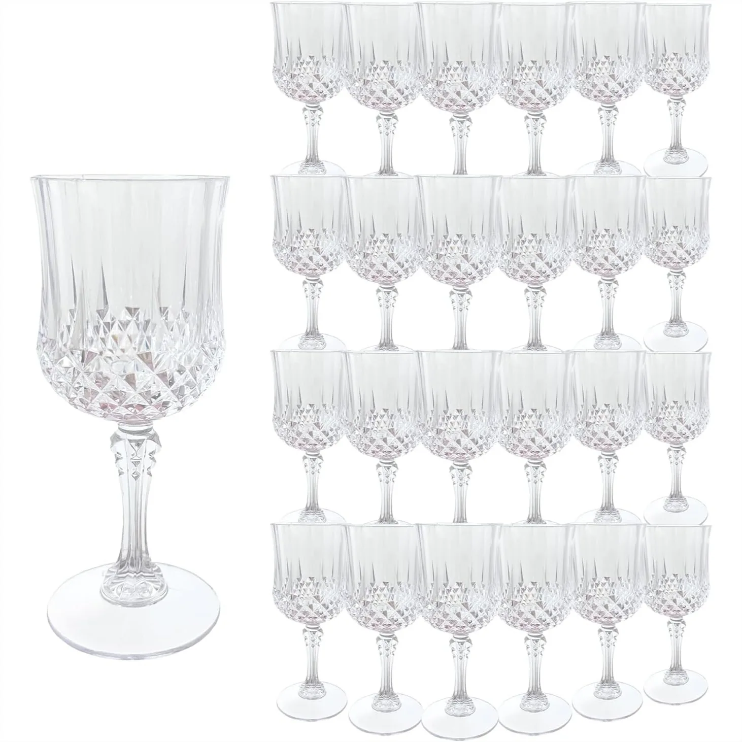 Plastic Wine Glasses Vintage Style Unbreakable Goblets for Wedding Reception Party Supplies, 24 Pack Transparent
Plastic Wine Glasses Vintage Style Unbreakable Goblets for Wedding Reception Party Supplies, 24 Pack Transparent