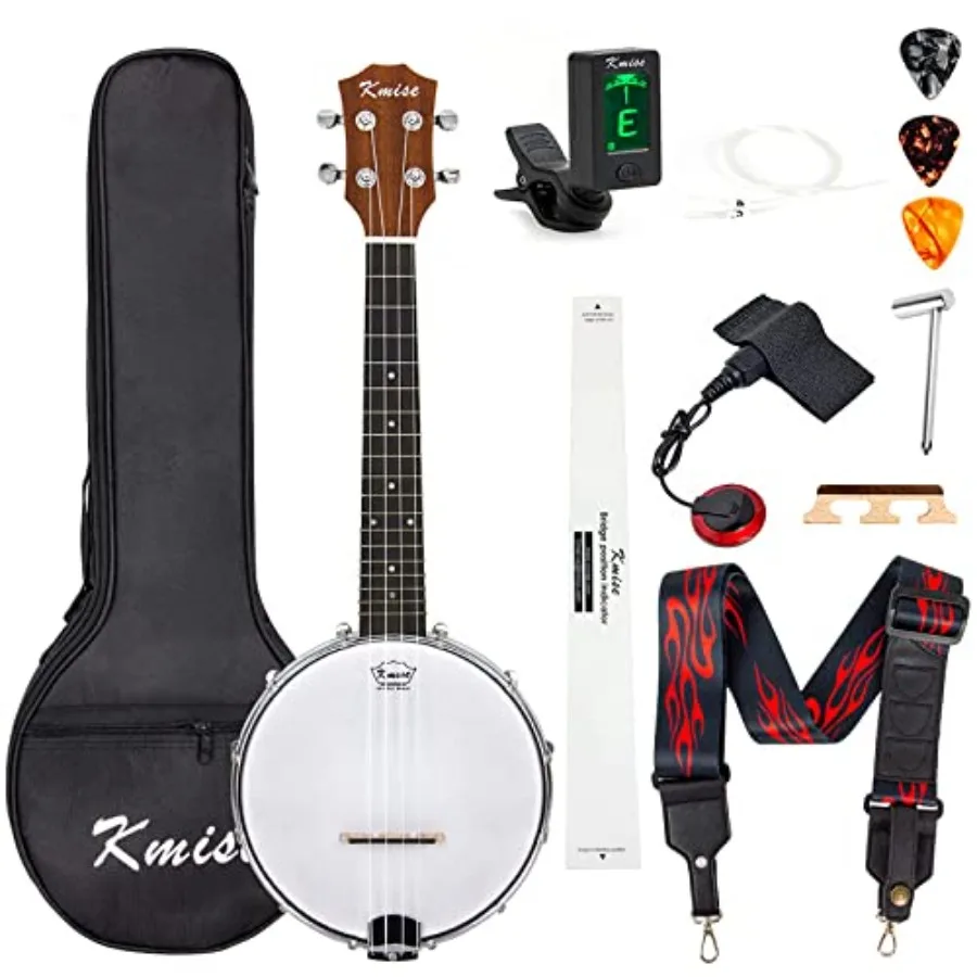 Concert Size Banjolele for live performance, mahogany body, natural wood color, portable 23'' 4-string with piezo pickup, gig b
Concert Size Banjolele for live performance, mahogany body, natural wood color, portable 23'' 4-string with piezo pickup, gig b