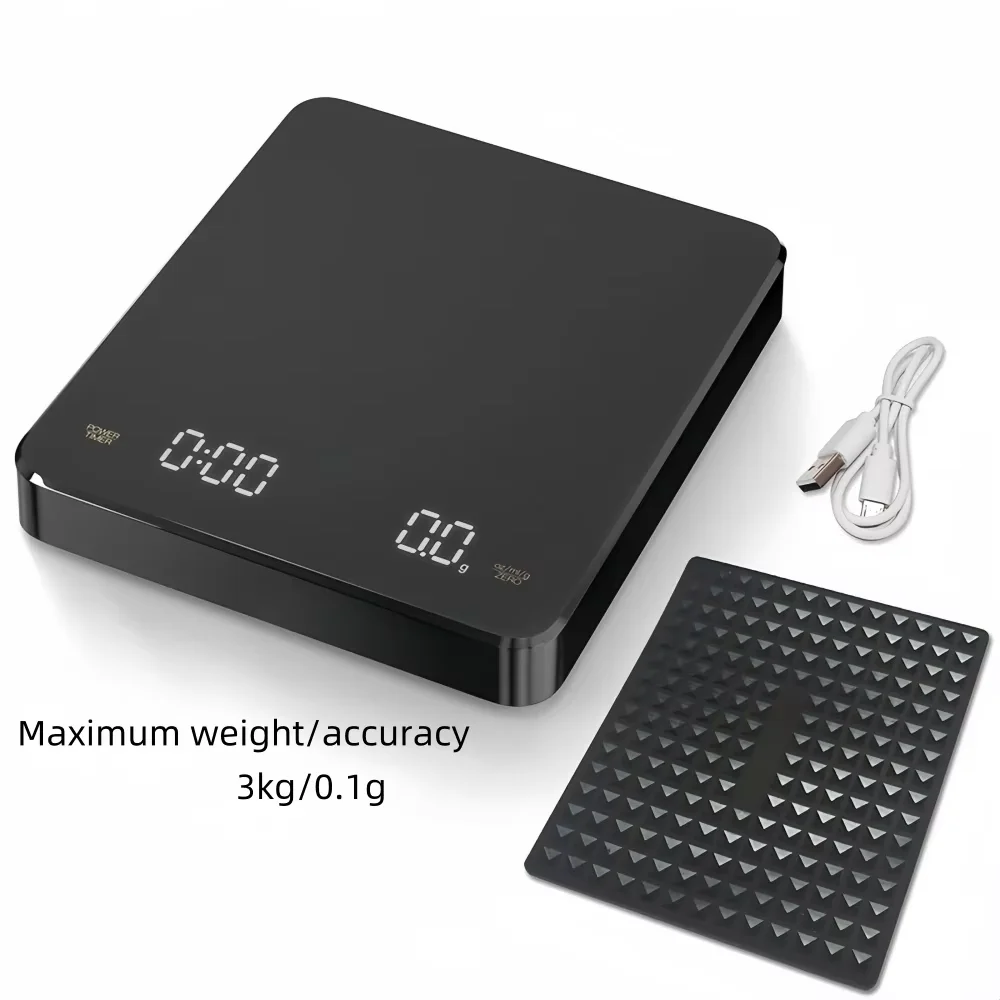 High-precision Electronic Coffee Scale with Waterproof Pad LED Display USB Timing Professional Home Coffee Accessories 3kg/0.1g
High-precision Electronic Coffee Scale with Waterproof Pad LED Display USB Timing Professional Home Coffee Accessories 3kg/0.1g
