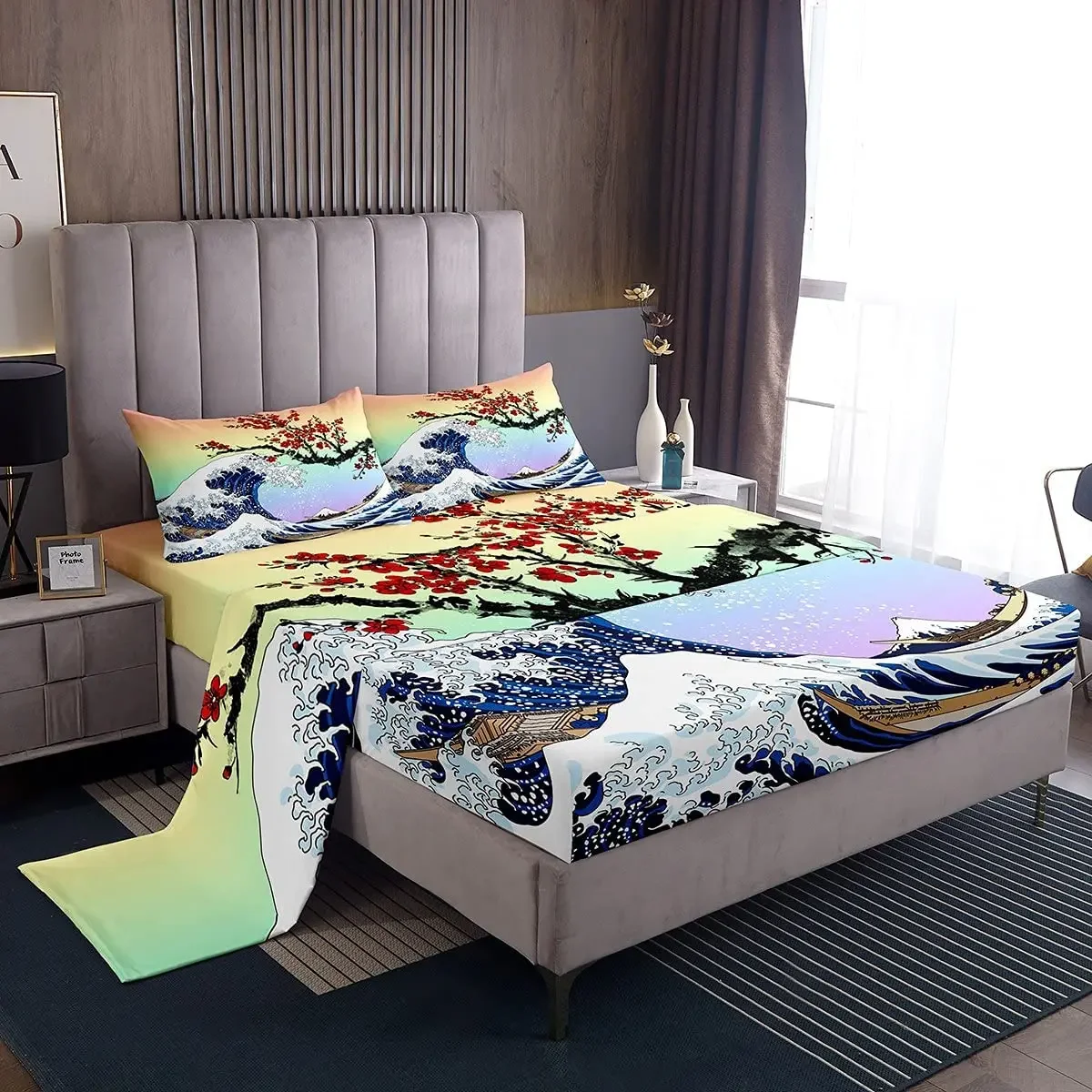 Japanese-Style Sheet Set Cherry Blossoms Flowers Bedding Sets Japan Ukiyo-E Bed Sheets for Kids Ocean Waves Colorful Gradient
Japanese-Style Sheet Set Cherry Blossoms Flowers Bedding Sets Japan Ukiyo-E Bed Sheets for Kids Ocean Waves Colorful Gradient