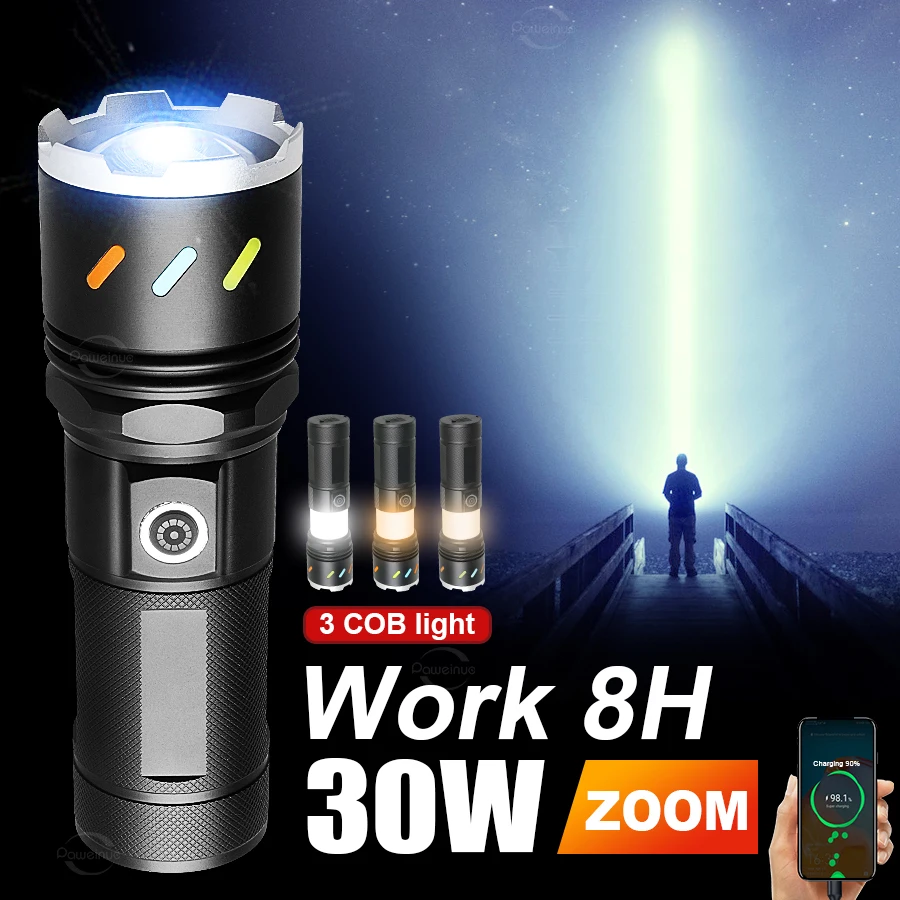 Super Bright Multifunctional LED Flashlight Powerful USB Rechageable COB Light Flashlight Outdoor Fishing Camping Zoom Hand Lamp
Super Bright Multifunctional LED Flashlight Powerful USB Rechageable COB Light Flashlight Outdoor Fishing Camping Zoom Hand Lamp