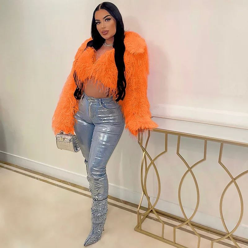 KIDCRKJ Women Winter Artificial Fur Coat Cropped Fringed Long Sleeve Female Faux Fur Coat Multicolor Sexy Lady Eco Fur Jacket
KIDCRKJ Women Winter Artificial Fur Coat Cropped Fringed Long Sleeve Female Faux Fur Coat Multicolor Sexy Lady Eco Fur Jacket