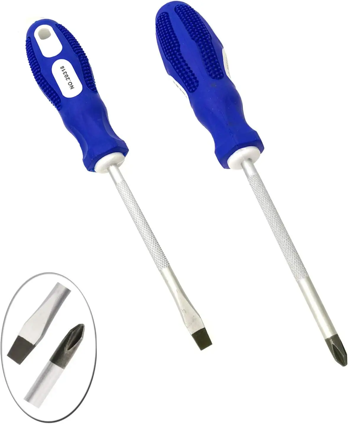 Magnetic Screwdriver Set, 2-Pack with PH2 Cross & Flat Head, 4-Inch Rubber Grip for Easy DIY Tasks
Magnetic Screwdriver Set, 2-Pack with PH2 Cross & Flat Head, 4-Inch Rubber Grip for Easy DIY Tasks