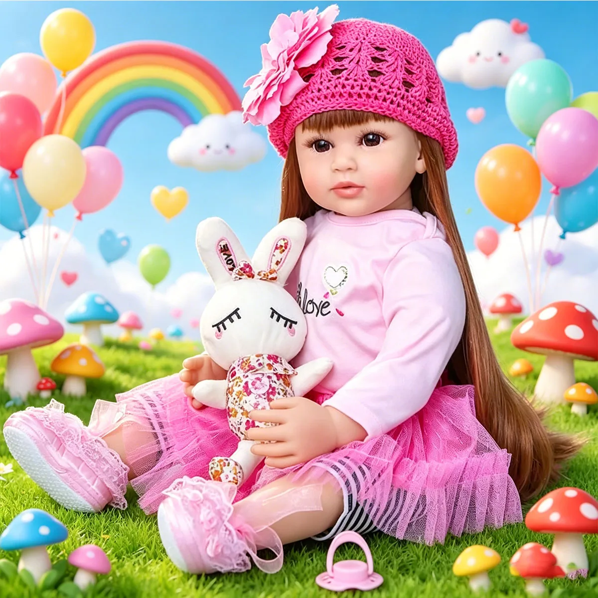 22 Inch Reborn Baby Doll Girl, Realistic Lifelike Toddler Doll with Pink Outfit & Bunny Toy, Soft Silicone Vinyl Handmade Reborn Dolls, Ideal Gift for Kids & Collectors
22 Inch Reborn Baby Doll Girl, Realistic Lifelike Toddler Doll with Pink Outfit & Bunny Toy, Soft Silicone Vinyl Handmade Reborn Dolls, Ideal Gift for Kids & Collectors