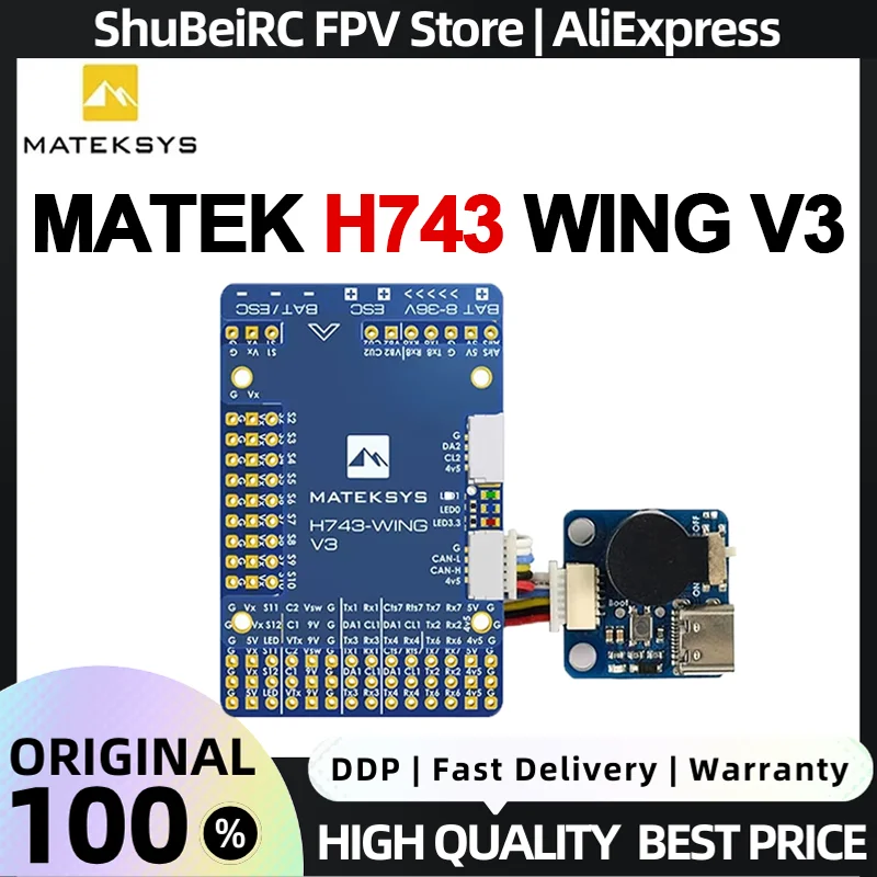 MATEK H743 WING V3 Flight Controller MATEKSYS STM32 H743VIT6 Dual IMU Baro OSD SD Slot for RC FPV DIY Racing Fixed Wing Drones
MATEK H743 WING V3 Flight Controller MATEKSYS STM32 H743VIT6 Dual IMU Baro OSD SD Slot for RC FPV DIY Racing Fixed Wing Drones