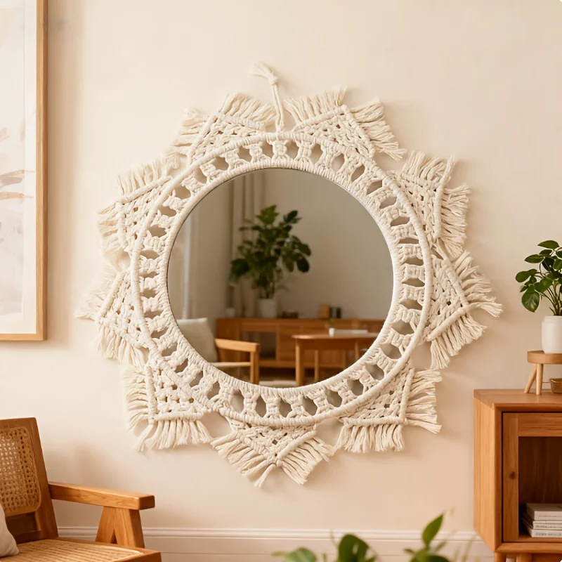 Bohemian-style Hand- Round Decorative Mirror, Vanity Mirror, 17-inch Wall Mirror, Suitable For Decorative Mirrors On Living Room
Bohemian-style Hand- Round Decorative Mirror, Vanity Mirror, 17-inch Wall Mirror, Suitable For Decorative Mirrors On Living Room
