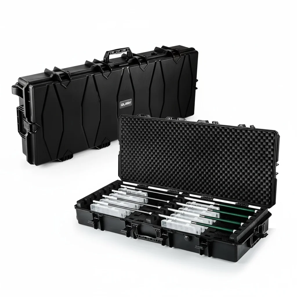 Hard Fishing Rod Case, IP67 Waterproof Plastic Tackle Box, Stackable Reel Case, 122x51x18.6cm, Heavy Duty Outdoor Fishing Box
Hard Fishing Rod Case, IP67 Waterproof Plastic Tackle Box, Stackable Reel Case, 122x51x18.6cm, Heavy Duty Outdoor Fishing Box