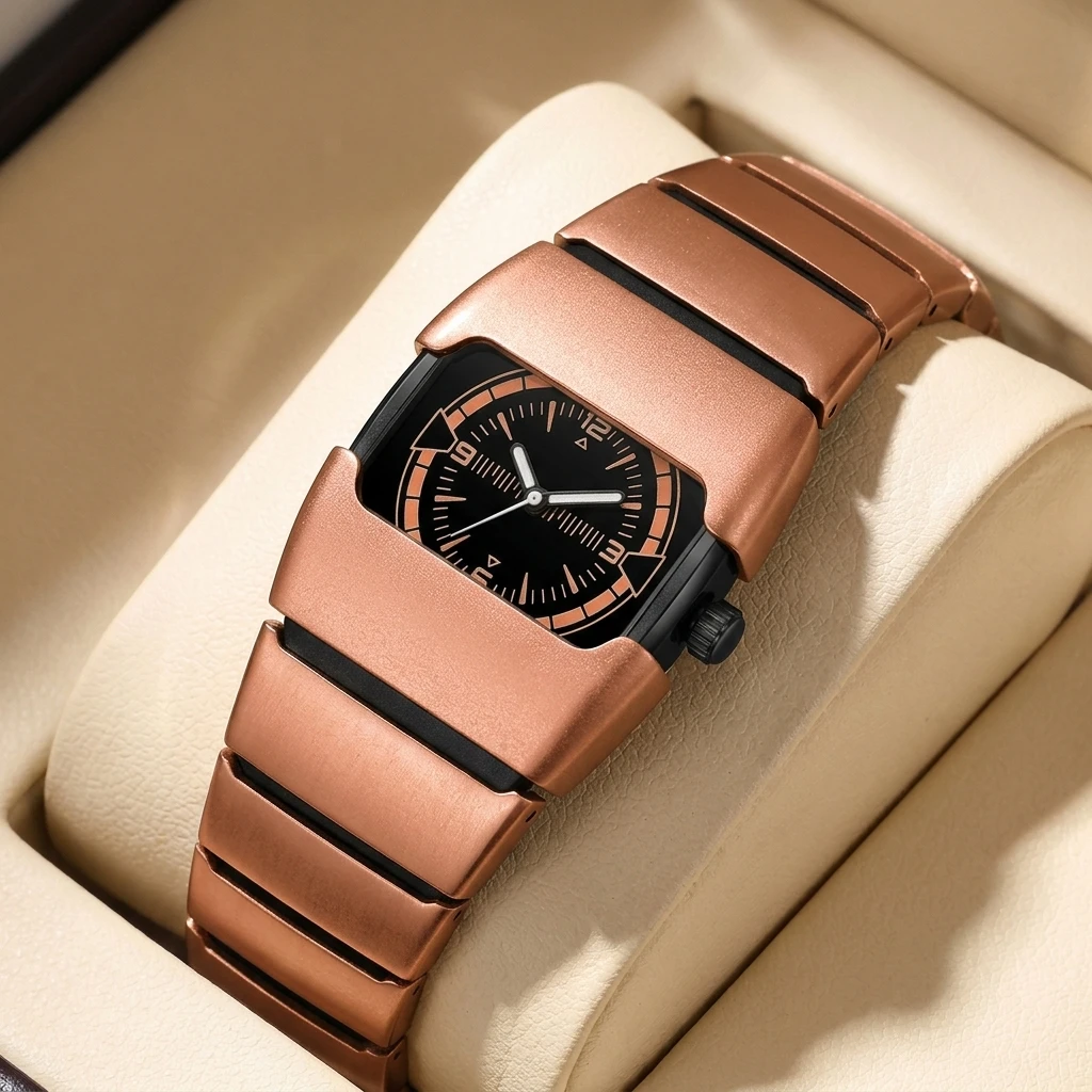 1pc Rose Gold Metal Strap Square Dial Watch, Fashionable and Minimalist, Suitable for Daily Matching
1pc Rose Gold Metal Strap Square Dial Watch, Fashionable and Minimalist, Suitable for Daily Matching