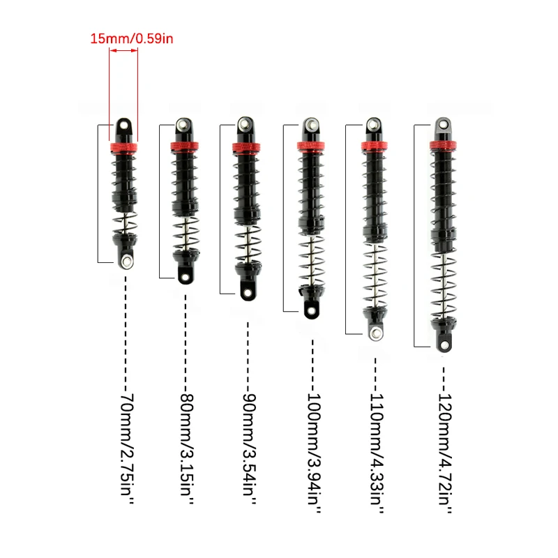 1/10 Crawler Car Metal Hydraulic Shock Absorber 70/80/90/100/110/120mm Adjustable Damping Suitable for Scx10/Trx4/Trx6/D90
1/10 Crawler Car Metal Hydraulic Shock Absorber 70/80/90/100/110/120mm Adjustable Damping Suitable for Scx10/Trx4/Trx6/D90