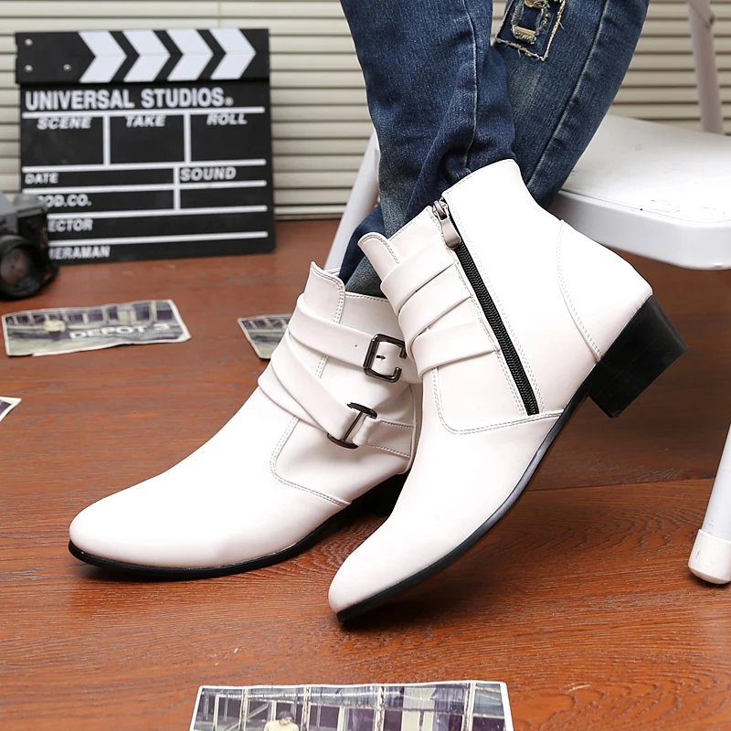 Big Size 39-47 High Top Pointed Leather Shoes Man Comfortable High-Heel Men's Chelsea Boots Elegant White Ankle Boots For Men
Big Size 39-47 High Top Pointed Leather Shoes Man Comfortable High-Heel Men's Chelsea Boots Elegant White Ankle Boots For Men