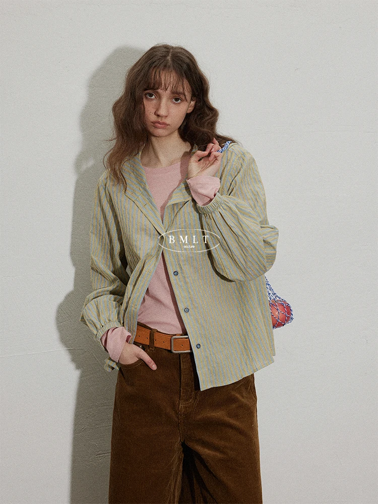 BMLT Green Striped Hooded Button Shirt Loose Women's Top Korean Style Cotton Long Sleeve Warm Spring New Arrival
BMLT Green Striped Hooded Button Shirt Loose Women's Top Korean Style Cotton Long Sleeve Warm Spring New Arrival