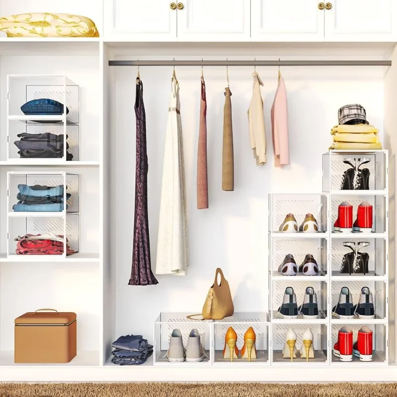 XX-Large Foldable Shoe Storage Box, 8 Pack Shoe Boxes Clear Plastic Stackable, Shoe Organizer for Closet , Sneaker Storage
XX-Large Foldable Shoe Storage Box, 8 Pack Shoe Boxes Clear Plastic Stackable, Shoe Organizer for Closet , Sneaker Storage