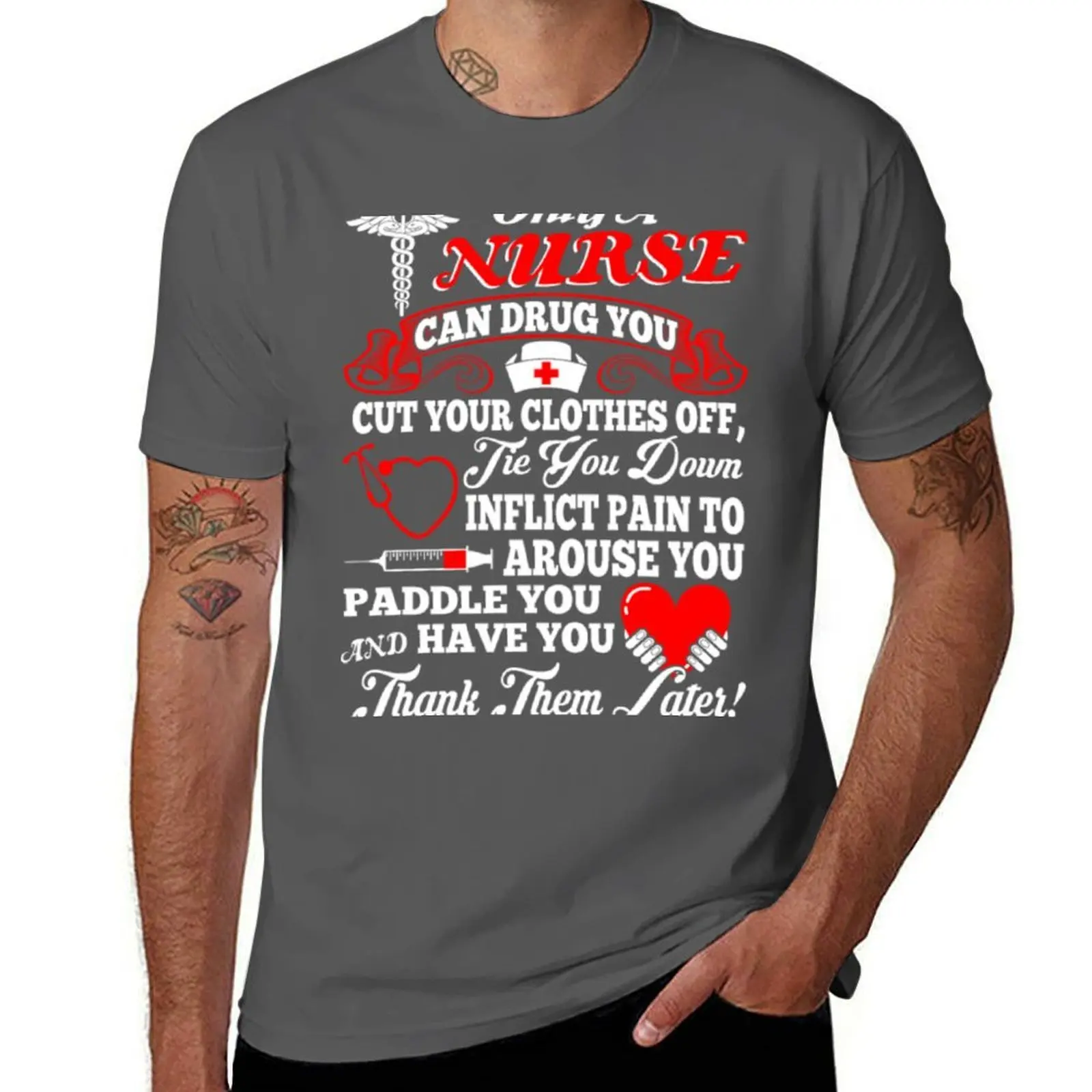 Nurse Can Drug Tie Down Inflict Pain Tshirt T-Shirt Casual Minimalist Short Sleeve Top
Nurse Can Drug Tie Down Inflict Pain Tshirt T-Shirt Casual Minimalist Short Sleeve Top