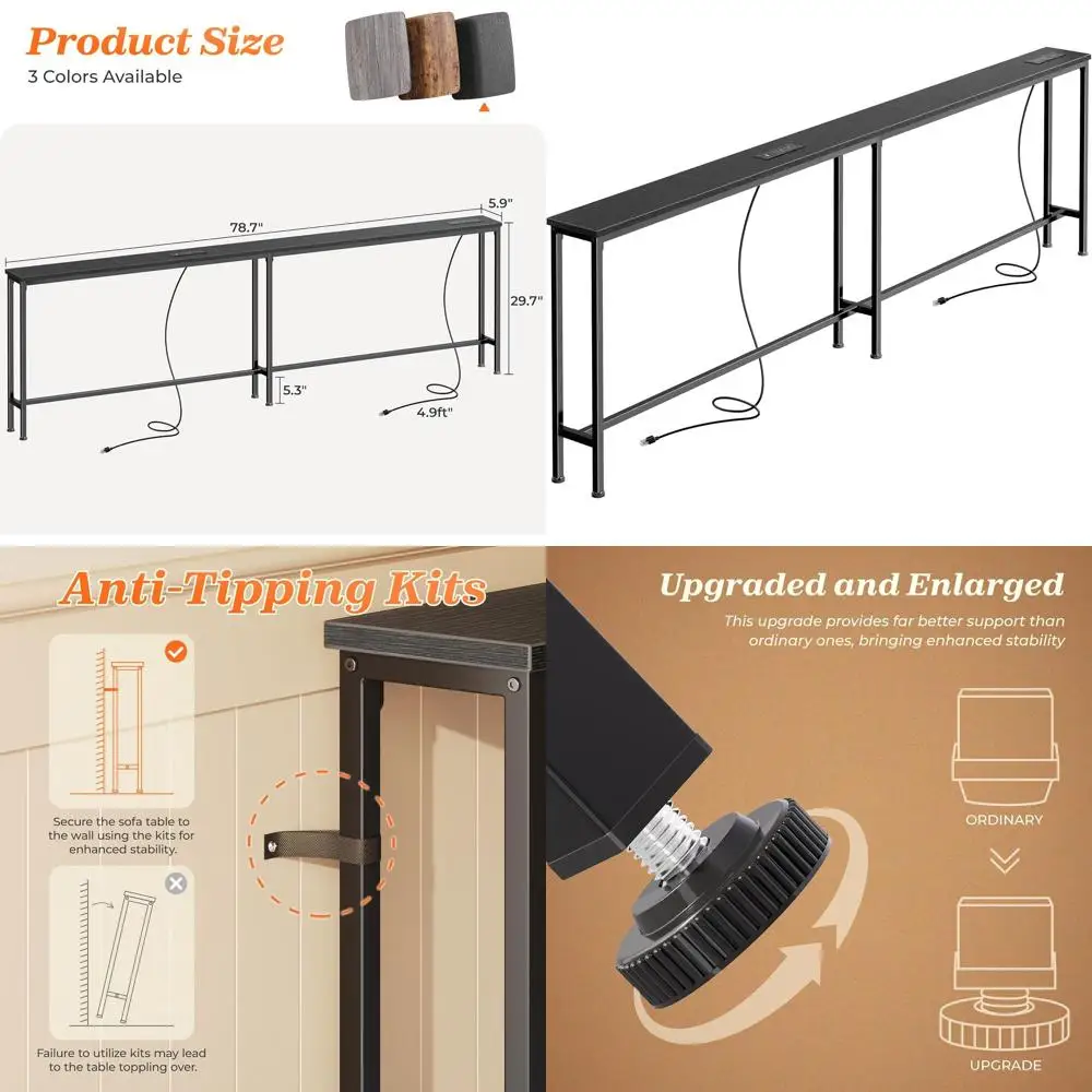 Black 79 Sofa Table with 2 Outlets & USB-C Ports, Slim 5.9 Console Table for Storage, Ideal for Entryway, Small Spaces, Living R
Black 79 Sofa Table with 2 Outlets & USB-C Ports, Slim 5.9 Console Table for Storage, Ideal for Entryway, Small Spaces, Living R