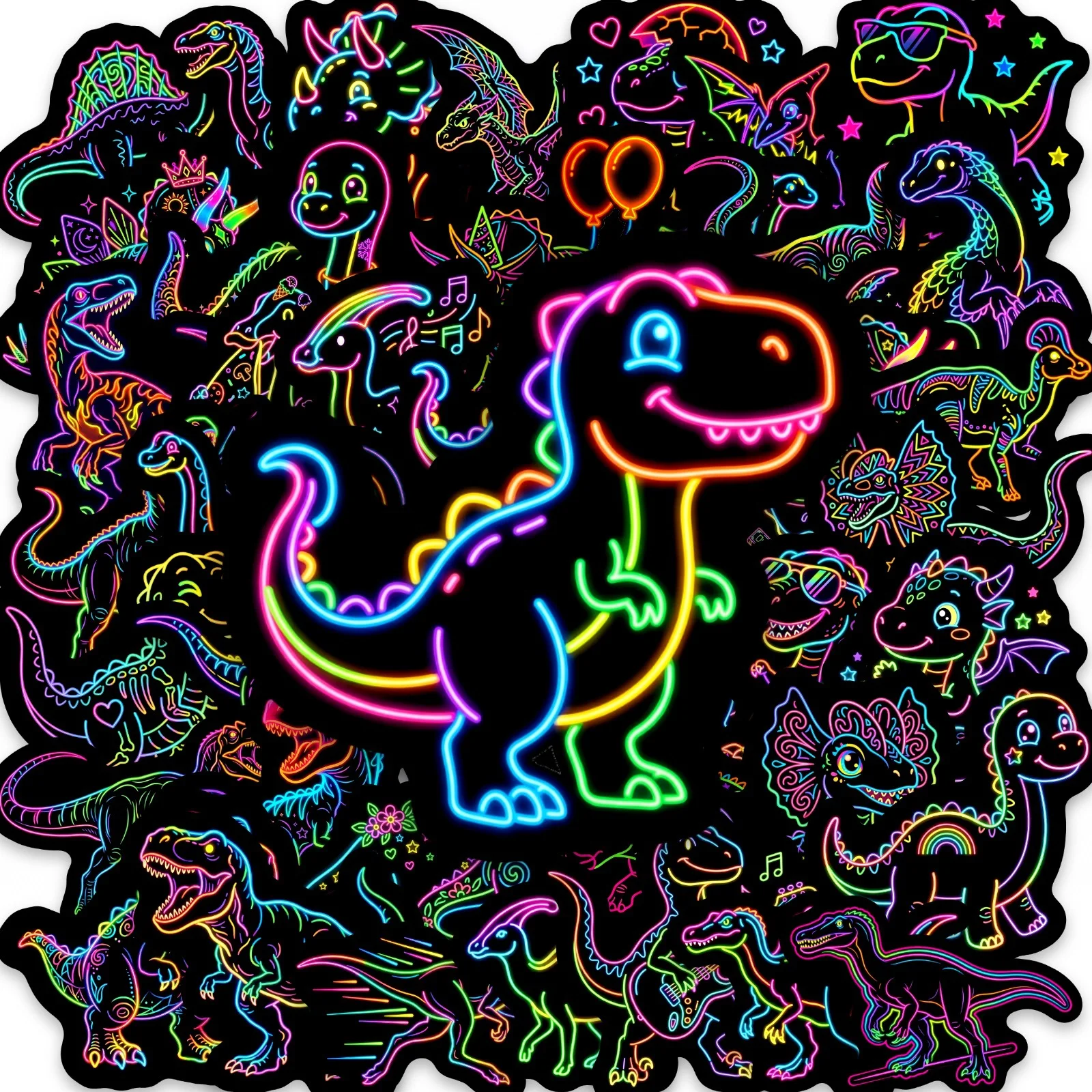 50-Pack Neon Dinosaur Graffiti Stickers for Tablet Guitar Helmet Luggage School Supplies Decorative Decals Cool Vibrant Colors
50-Pack Neon Dinosaur Graffiti Stickers for Tablet Guitar Helmet Luggage School Supplies Decorative Decals Cool Vibrant Colors