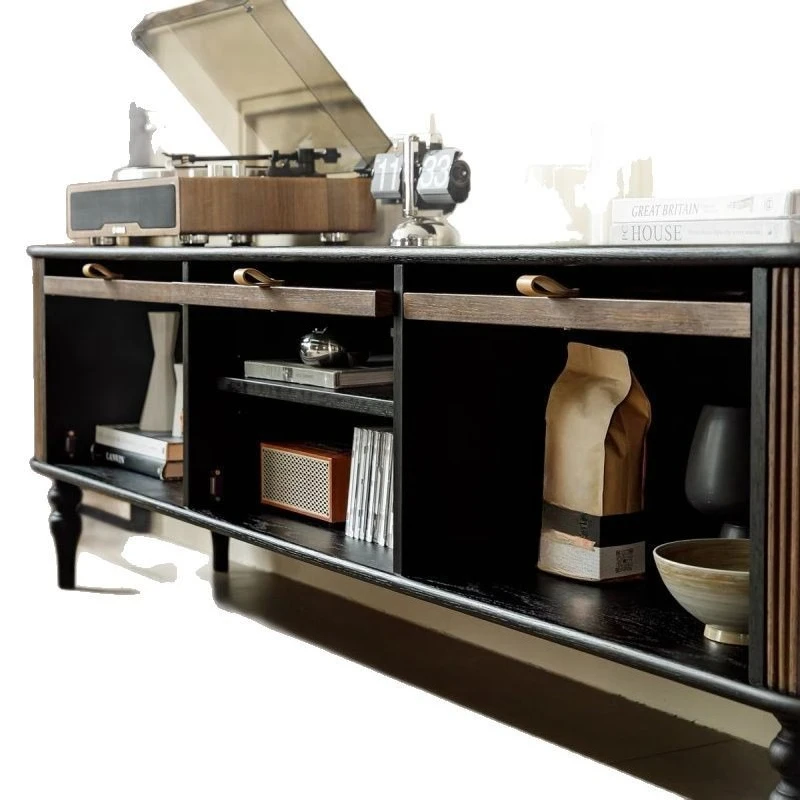 Solid wood coffee table black living room small apartment TV cabinet locker new storage integrated American style
Solid wood coffee table black living room small apartment TV cabinet locker new storage integrated American style