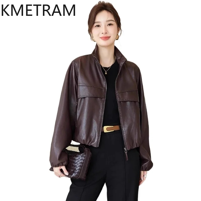 KMETRAM Genuine Vegetable-Tanned Sheepskin Leather Jacket Woman Stylish Short Leather Coat Loose Autumn Women Clothing 2026 가죽자켓
KMETRAM Genuine Vegetable-Tanned Sheepskin Leather Jacket Woman Stylish Short Leather Coat Loose Autumn Women Clothing 2026 가죽자켓