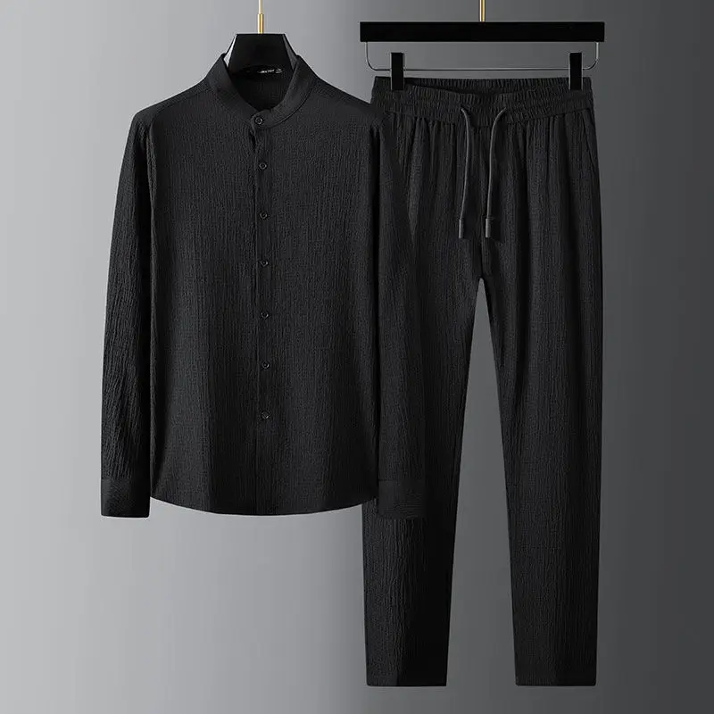 Clothes Men Pants Shirt 2 Piece Fashion Casual Thin Set Spring Summer New Seersucker Striped Pleated Standing Collar Streetwear
Clothes Men Pants Shirt 2 Piece Fashion Casual Thin Set Spring Summer New Seersucker Striped Pleated Standing Collar Streetwear