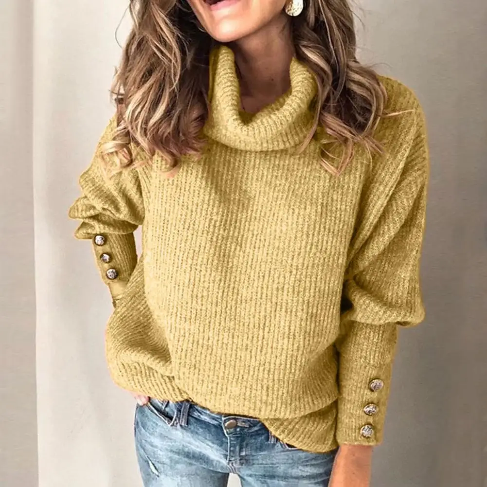 Women Sweater Turtleneck Knitted Loose Button Decor Knitted Women Sweater Solid Color Plus Size Autumn Sweater Female Sweaters
Women Sweater Turtleneck Knitted Loose Button Decor Knitted Women Sweater Solid Color Plus Size Autumn Sweater Female Sweaters