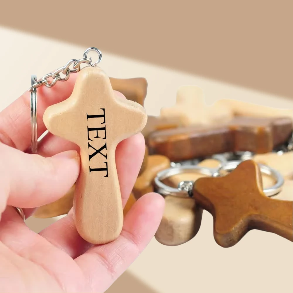 Eco-Friendly Wood Keychain with Engraved Cross, Personalized Name/Logo Pendant for Christian Jewelry & Baptism Gift New Design
Eco-Friendly Wood Keychain with Engraved Cross, Personalized Name/Logo Pendant for Christian Jewelry & Baptism Gift New Design