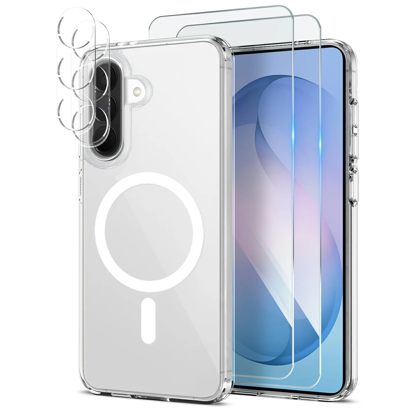 NORTHJO 5 in 1 Set for Samsung Galaxy S26 FE Magnetic Case PC + TPU Phone Cover with 2 Front Screen Protector + 2 Lens Film - Tr
NORTHJO 5 in 1 Set for Samsung Galaxy S26 FE Magnetic Case PC + TPU Phone Cover with 2 Front Screen Protector + 2 Lens Film - Tr
