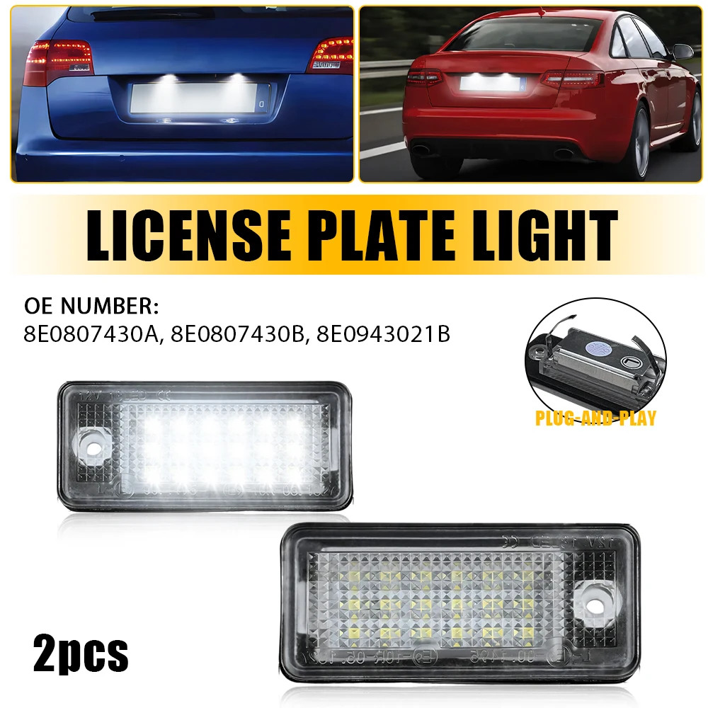 2Pcs/Set Canbus White LED License Plate Lights For Audi A3 A4 A6 B7 RS4 RS6 Q74L 8E0807430A No Error Auto License Plate Lights
2Pcs/Set Canbus White LED License Plate Lights For Audi A3 A4 A6 B7 RS4 RS6 Q74L 8E0807430A No Error Auto License Plate Lights