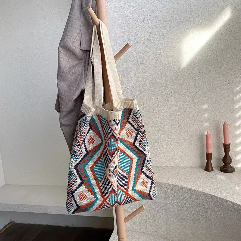 Women's Knitted Gypsy Bohemian Chic Aztec Handbag Crochet Wool Open Top Handbag Women's Daily Handbag
Women's Knitted Gypsy Bohemian Chic Aztec Handbag Crochet Wool Open Top Handbag Women's Daily Handbag
