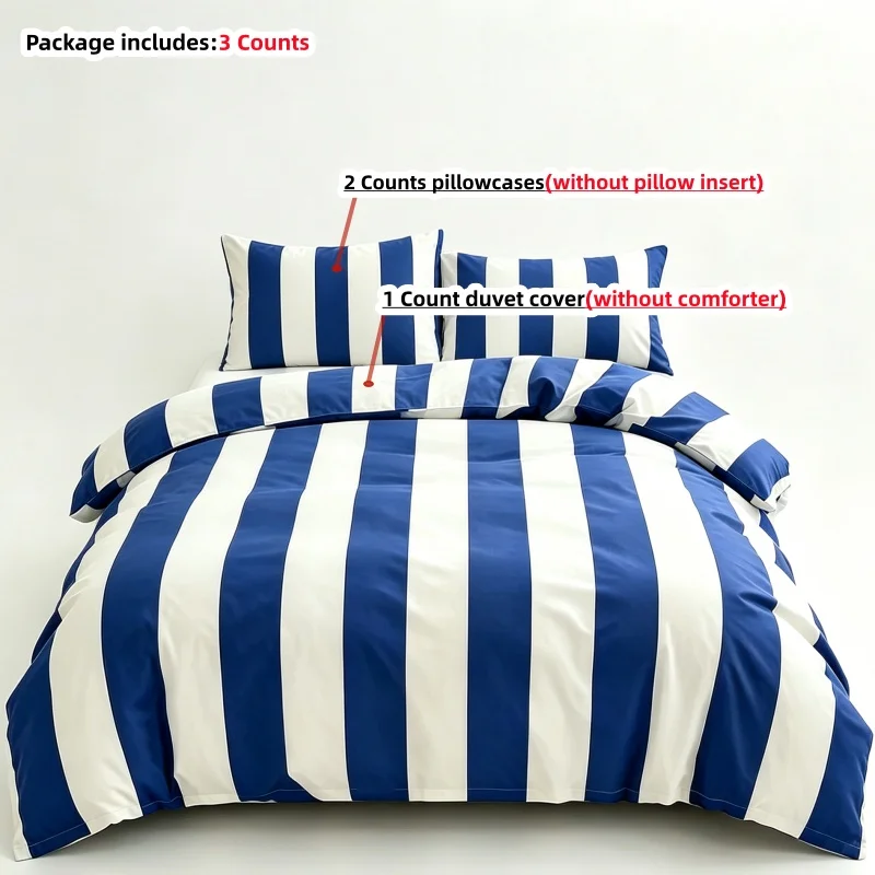 3pcs blue stripe Duvet Cover Set (1*Duvet Cover + 2*Pillowcase, Without Core),dark blue Bedding Set
3pcs blue stripe Duvet Cover Set (1*Duvet Cover + 2*Pillowcase, Without Core),dark blue Bedding Set