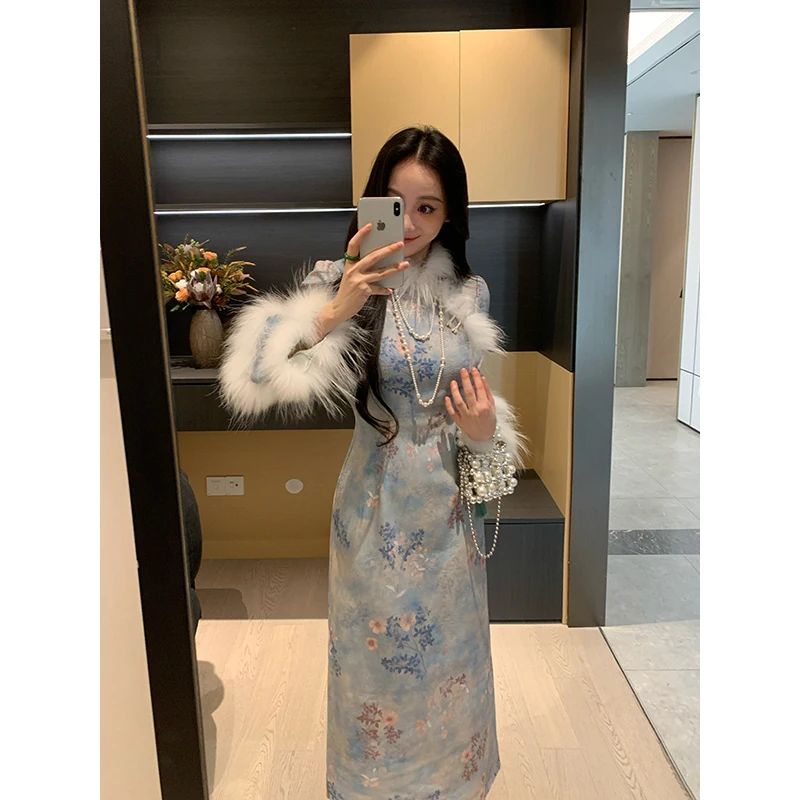 XIN Late Evening Fraance Flag Dr Winter High Waist Slim Fit Sequin Patchwork Chinese Sle Long Sve A-Line Skirt
XIN Late Evening Fraance Flag Dr Winter High Waist Slim Fit Sequin Patchwork Chinese Sle Long Sve A-Line Skirt
