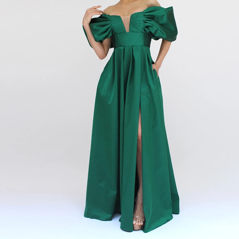 Customized Temperament Satin A-Line Off the Shoulder Evening Dress Delicate Front Slit Floor Length vestidos de fiesta
Customized Temperament Satin A-Line Off the Shoulder Evening Dress Delicate Front Slit Floor Length vestidos de fiesta