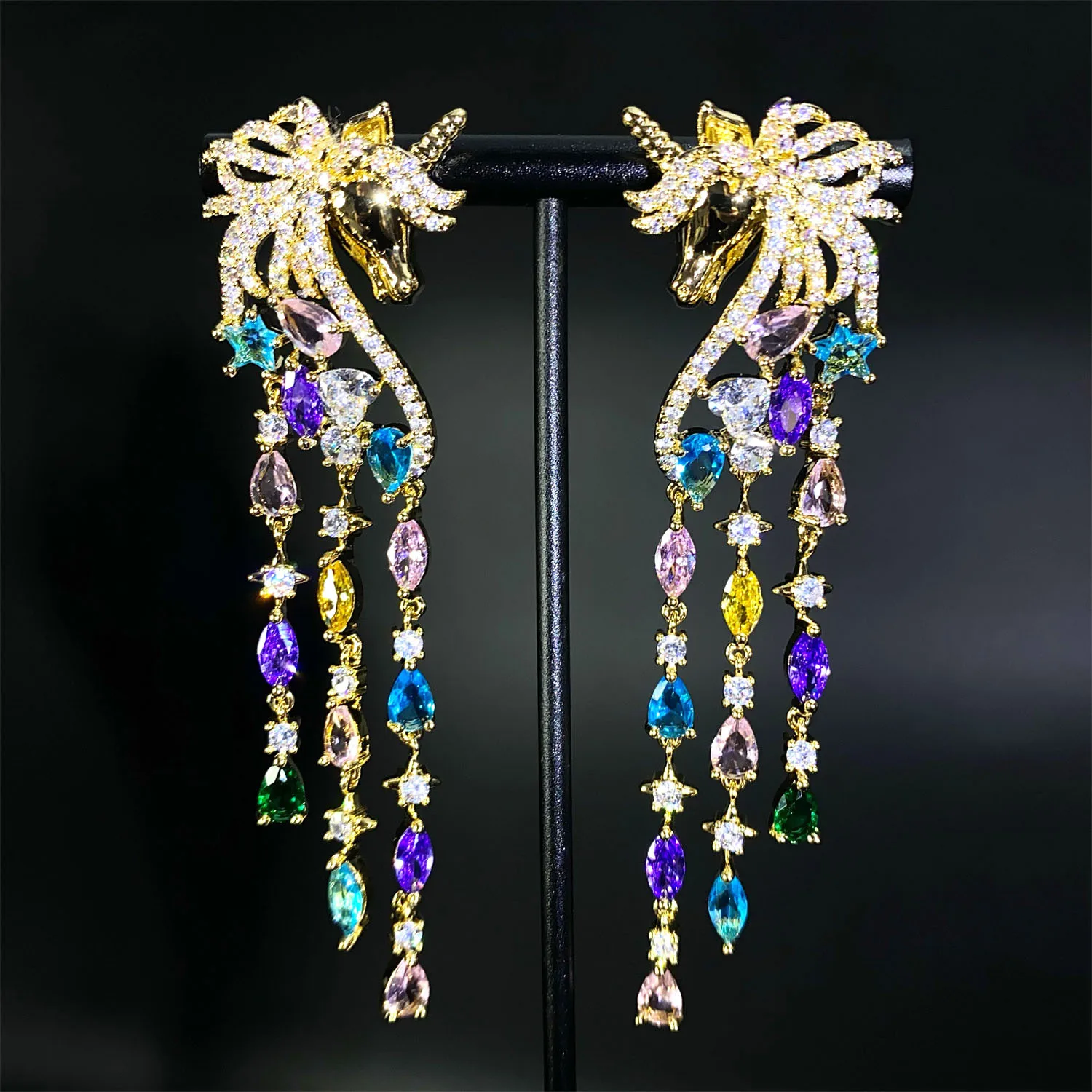 unicorn earrings for women gala event jewelry long tassel dangling earrings zircon silver gold color black jewelry
unicorn earrings for women gala event jewelry long tassel dangling earrings zircon silver gold color black jewelry