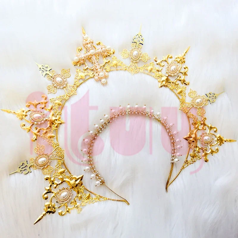 Lolita Gothic KC Halo Crown Headpiece Queen Anna Sun Goddess Halo headband Tiara Baroque Hair Accessories
Lolita Gothic KC Halo Crown Headpiece Queen Anna Sun Goddess Halo headband Tiara Baroque Hair Accessories