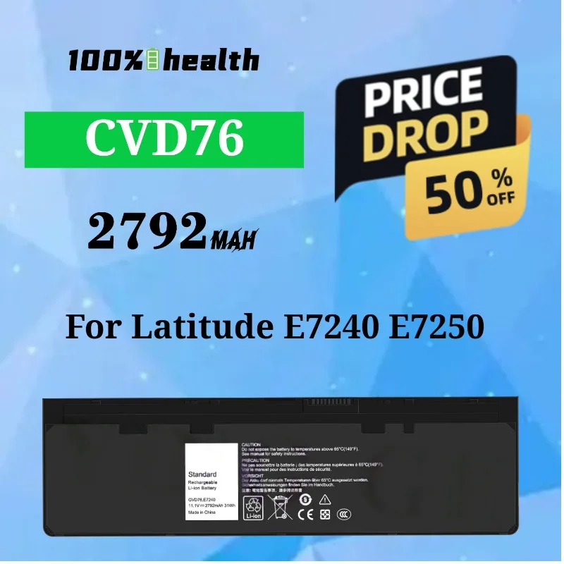 GVD76 2792mAh Laptop Battery for Dell Latitude E7240/E7250 Lithium Rechargeable Battery
GVD76 2792mAh Laptop Battery for Dell Latitude E7240/E7250 Lithium Rechargeable Battery