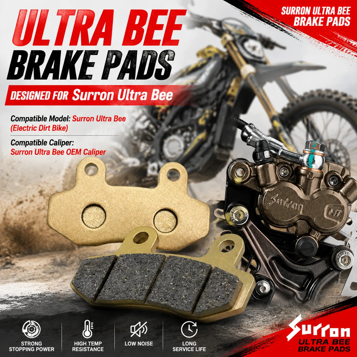 Electric Dirt Bike Brake Pads Semi-Metallic for Surron Ultra Bee Enduro Motorbike Hydraulic Front Rear Low Noise
Electric Dirt Bike Brake Pads Semi-Metallic for Surron Ultra Bee Enduro Motorbike Hydraulic Front Rear Low Noise