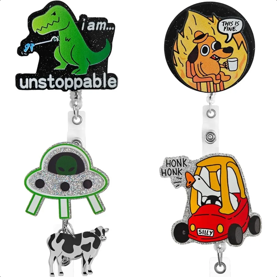 4Pcs Funny Badge Reel Work Badge Holder Retractable Clip Funny Cute ID Name Tag Badge Holder for Nursing RN Doctor Medical Wor
4Pcs Funny Badge Reel Work Badge Holder Retractable Clip Funny Cute ID Name Tag Badge Holder for Nursing RN Doctor Medical Wor