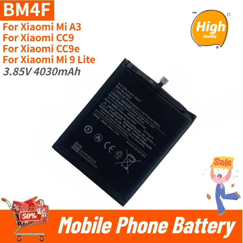Сменный аккумулятор для телефона BM4F 3,85 В 4030 мАч для Xiaomi Mi A3 CC9 CC9e Mi 9 Lite, новинка, высокое качество
Сменный аккумулятор для телефона BM4F 3,85 В 4030 мАч для Xiaomi Mi A3 CC9 CC9e Mi 9 Lite, новинка, высокое качество