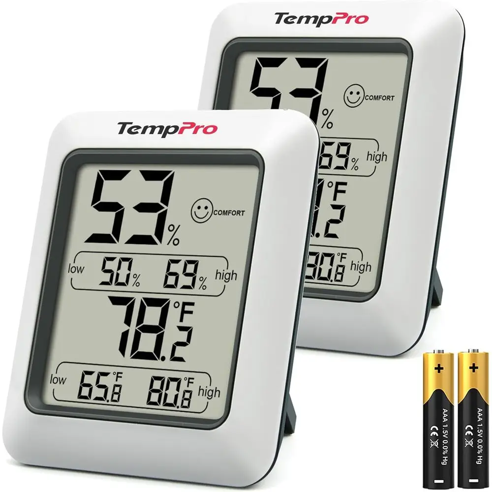 TP50 2 Pieces Digital Hygrometer Indoor Thermometer Room Thermometer and Huity Gauge with Temperature Huity Monitor(Previously T
TP50 2 Pieces Digital Hygrometer Indoor Thermometer Room Thermometer and Huity Gauge with Temperature Huity Monitor(Previously T
