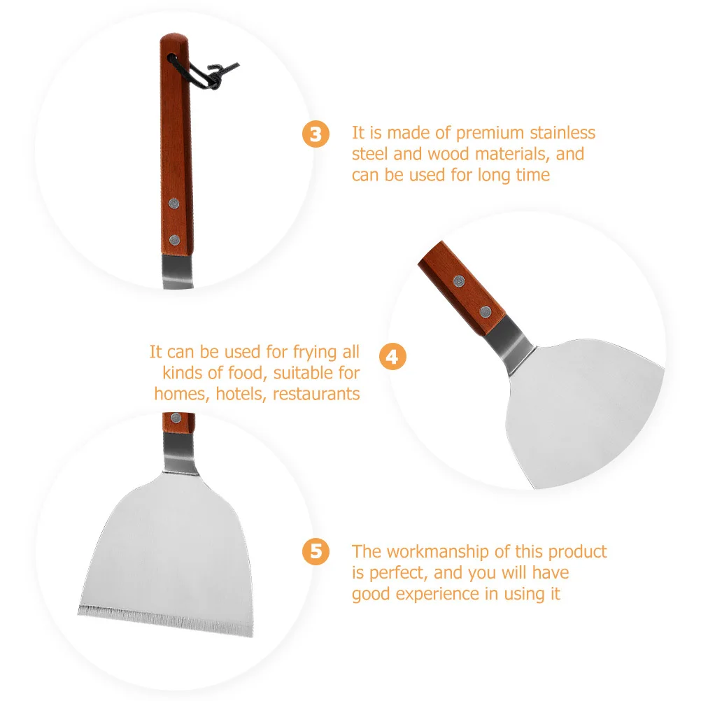 Household Steak Cooking Spatula Stainless Steel Wood Handle Heat Resistant Non Slip Kitchen Cooking Turner Food Frying Utensil 
Household Steak Cooking Spatula Stainless Steel Wood Handle Heat Resistant Non Slip Kitchen Cooking Turner Food Frying Utensil