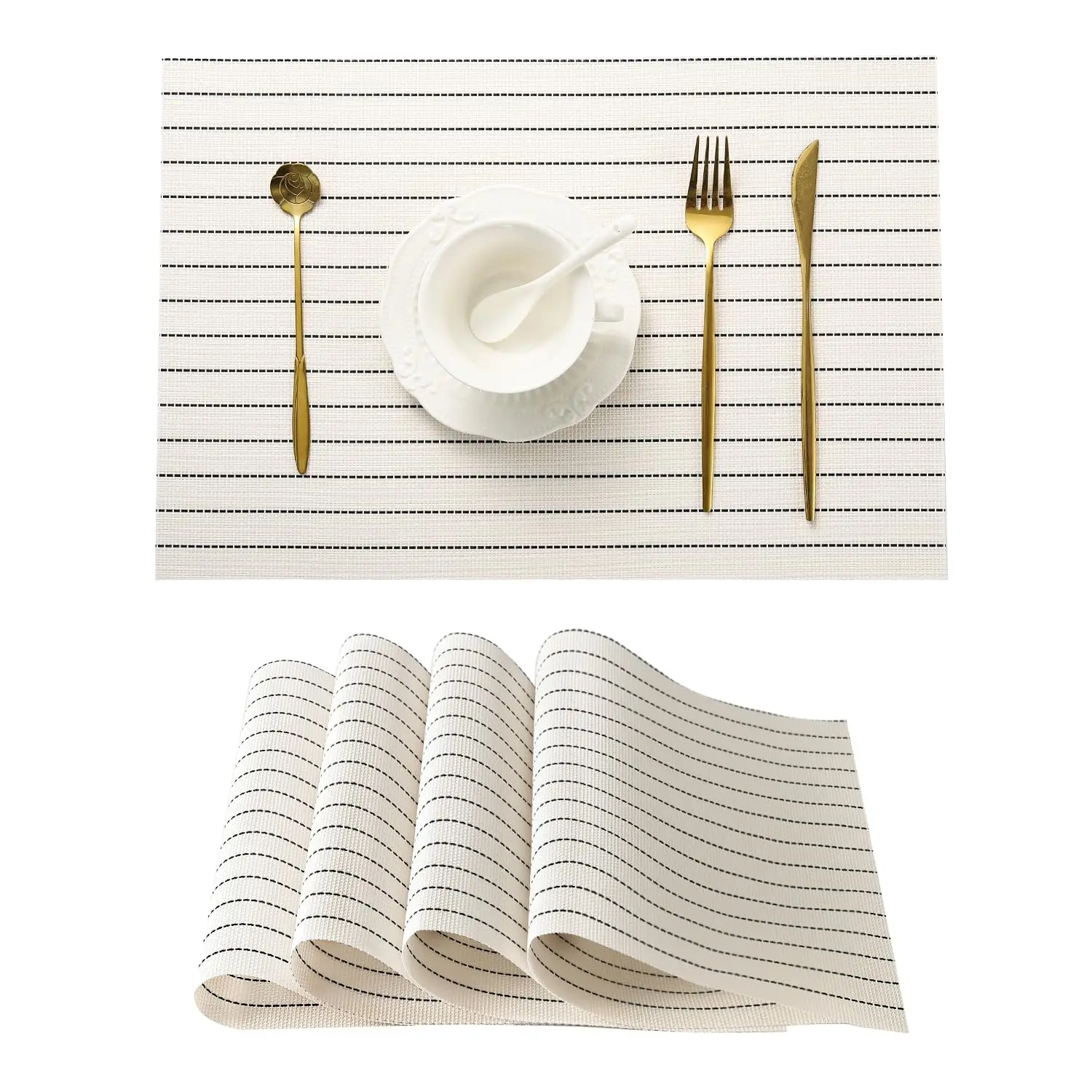 Stripes Placemats Heat Resistant Non-Slip Place mats for Dining Table, Washable Durable PVC Vinyl Woven Table Mats
Stripes Placemats Heat Resistant Non-Slip Place mats for Dining Table, Washable Durable PVC Vinyl Woven Table Mats